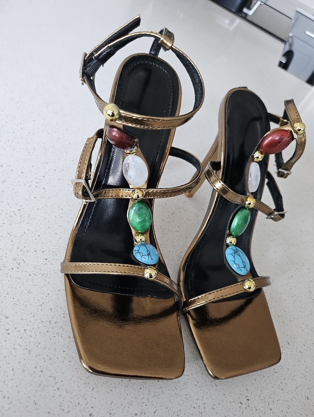 Bronze Strappy Heel